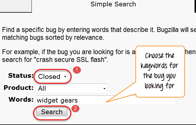 Use Simple Search Option in Bugzilla