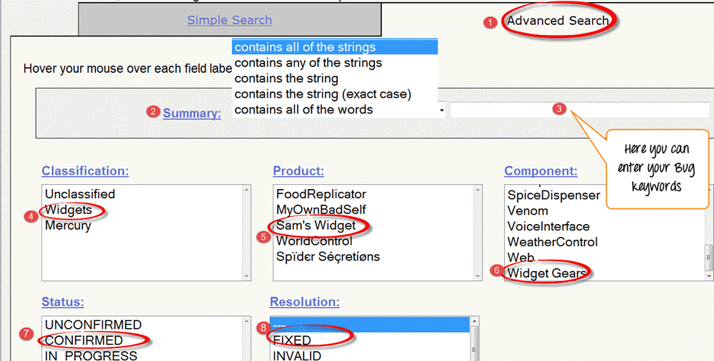 Use Advanced Search in Bugzilla