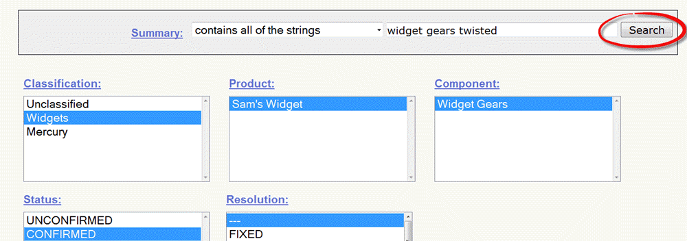Use Advanced Search in Bugzilla