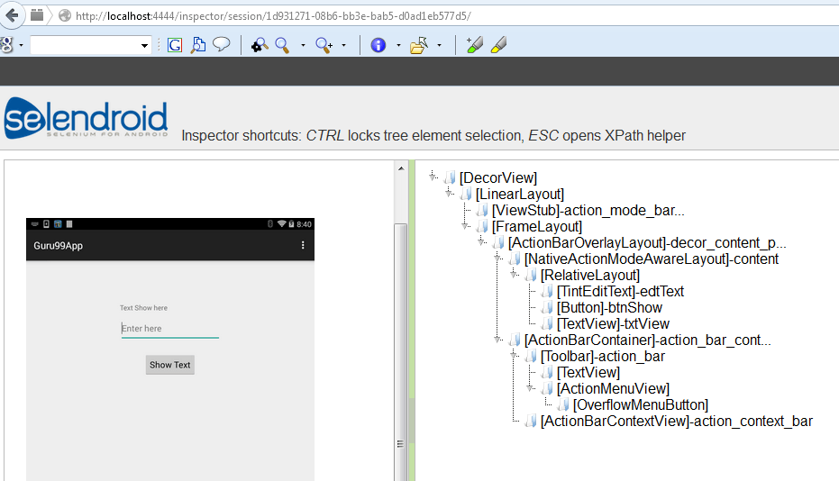 First Test with Selendroid
