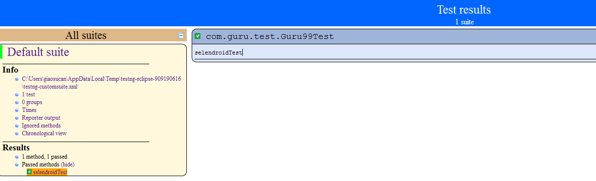 First Test with Selendroid