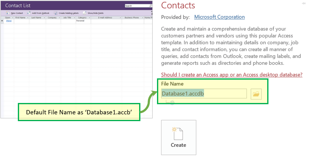 Create Database from Template