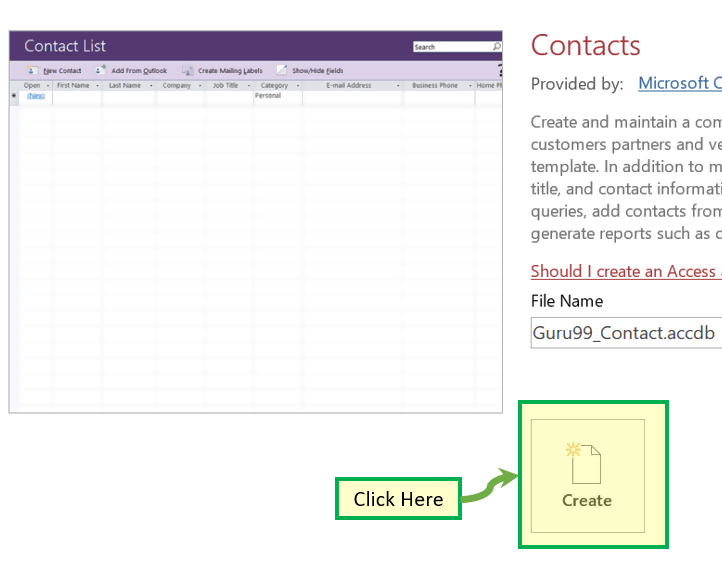 Create Database from Template