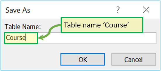Create Table – Datasheet View