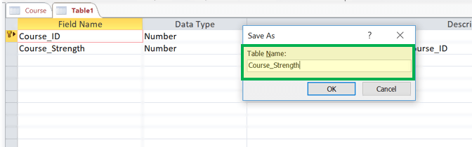 Create Table – Design View
