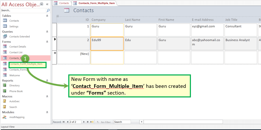 Create form by 'Multiple Item'