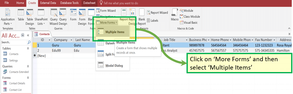 Create form by 'Split from'