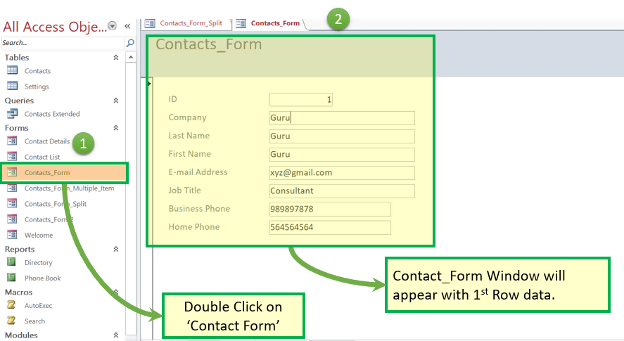 Edit the existing record via Form