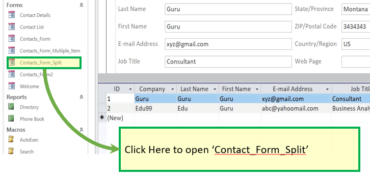 Add a record to a Form