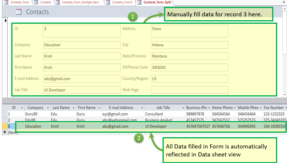 Add a record to a Form