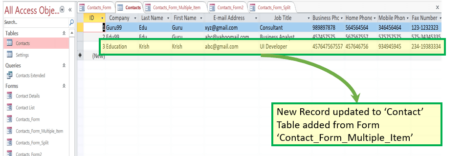 Add a record to a Form