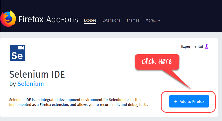Install Selenium IDE for Firefox