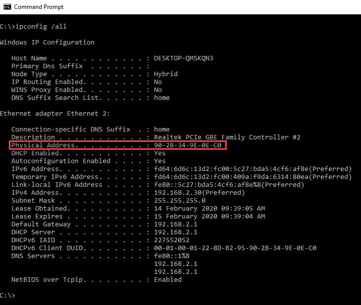 Find Your MAC Address