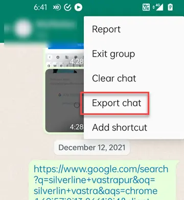hack WhatsApp by exporting chat history