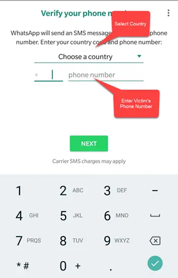 Hack WhatsApp Account Using Mobile Phone Number