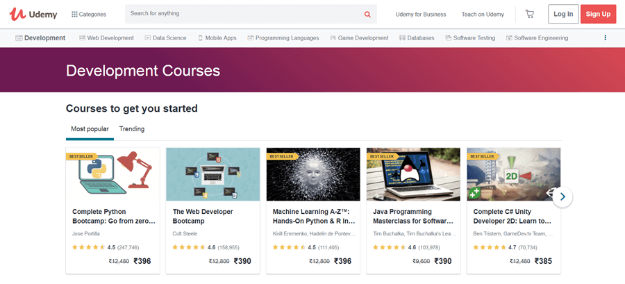 Examples of Udemy courses
