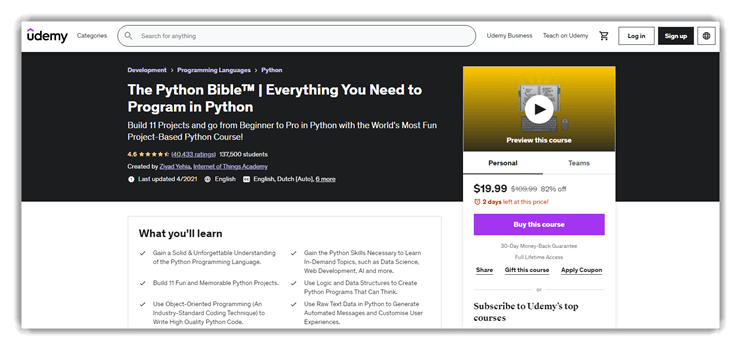 The Python Bible | Everything You Need to Program in Python
