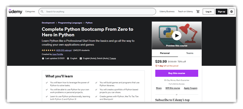 Complete Python Bootcamp From Zero to Hero in Python
