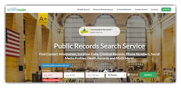 Instant Checkmate website interface