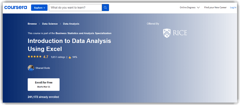 Introduction to Data Analysis Using Excel