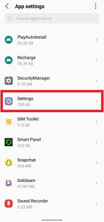 Clear Setting’s storage
