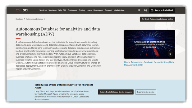 Oracle data warehouse