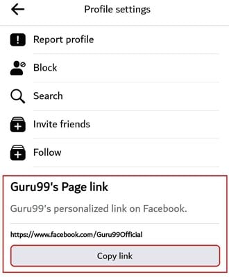 Retrieve the Facebook Business Page URL Through Mobile App