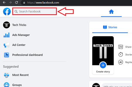 Find Facebook Groups Link using Computer