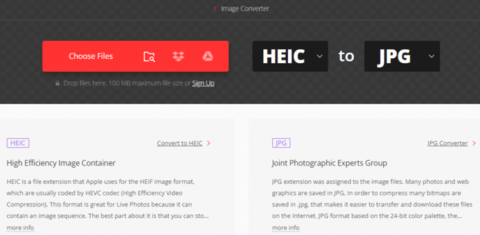 Convert HEIC files to JPEG