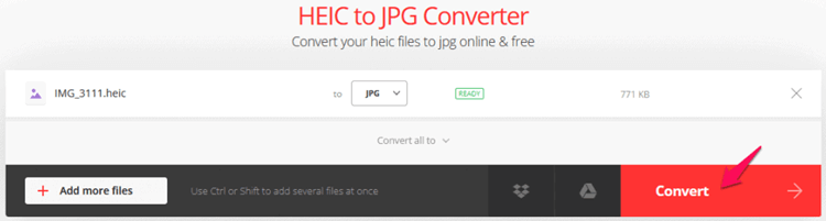 Convert HEIC files to JPEG