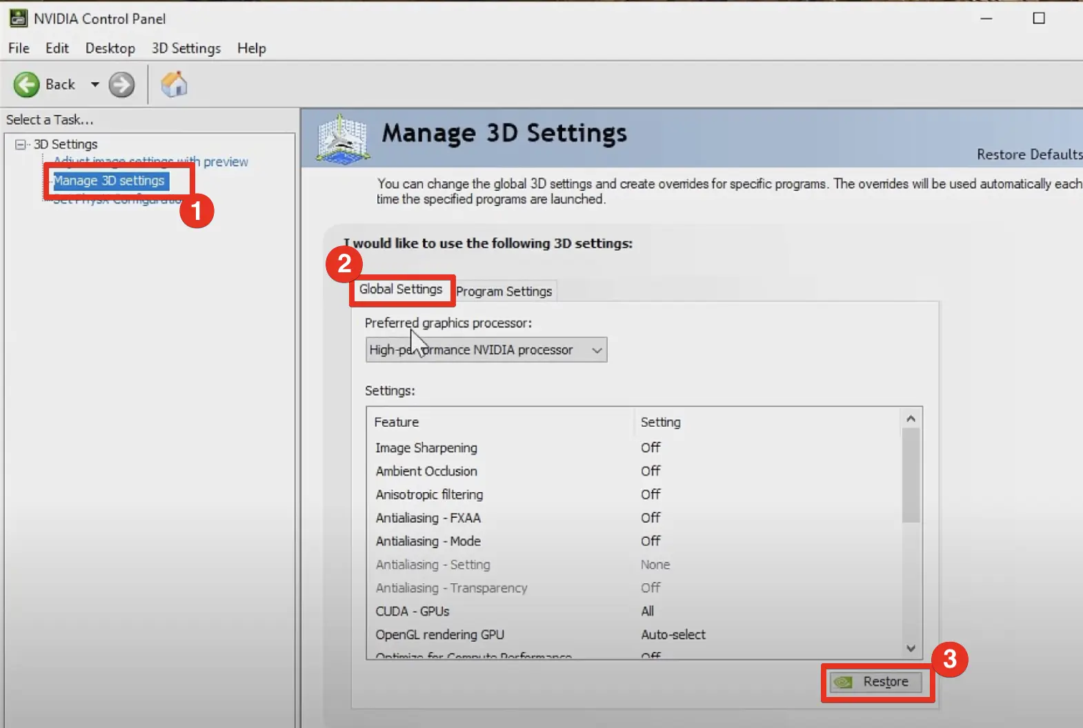 Use the Graphic Card Settings Window to Reset the Drivers-Nvidia Graphics Card