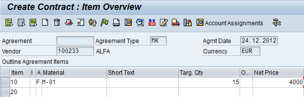 Create Quantity Contract in SAP