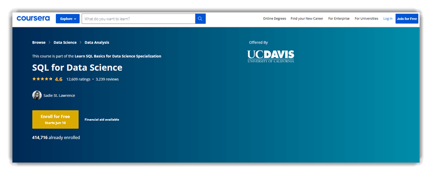SQL Certification for Data Science