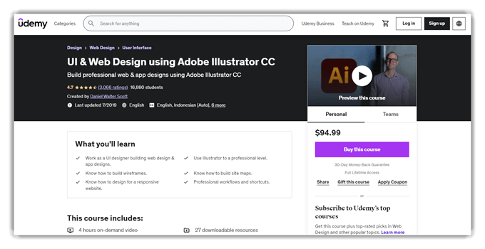 UI & Web Design using Adobe Illustrator CC