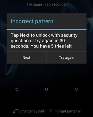 Android Forgot Pattern Screen