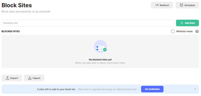 Block websites with the Chrome extension
