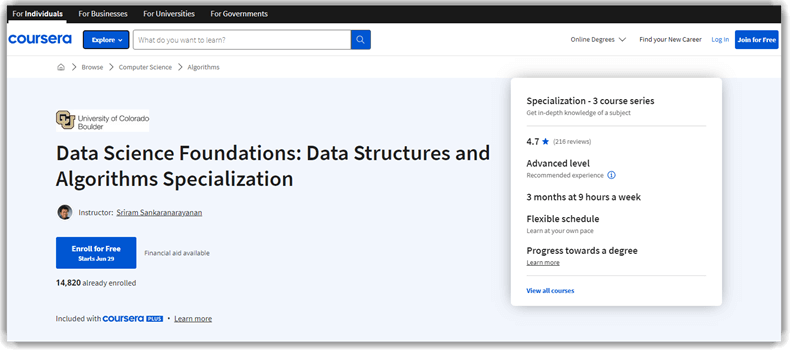 Data Science Foundations: Data Structures and Algorithms
