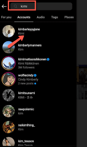 Find Instagram account using Instagram