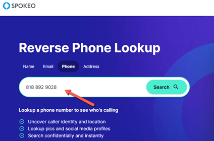 Find the Owner of a Cell Phone Number using Spokeo