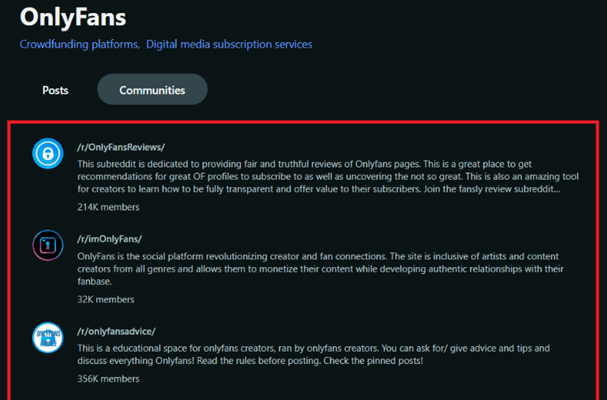 Search OnlyFans Accounts through Reddit