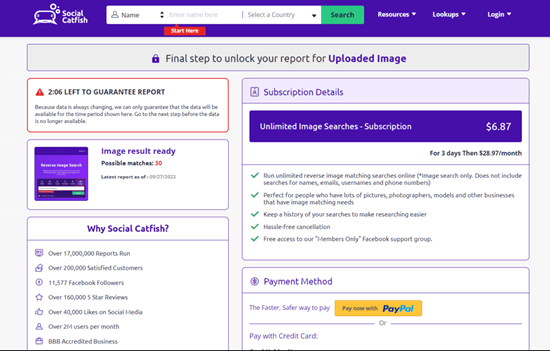 Reverse Image Search using Social Catfish