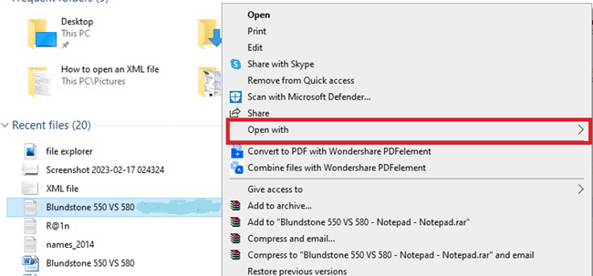 Open an XML file using the Chrome browser