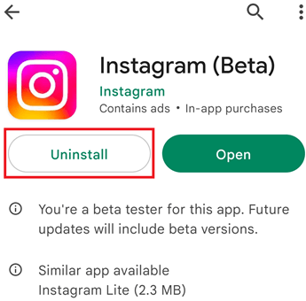 Update or Reinstall Instagram App to Fix the Activity Issue