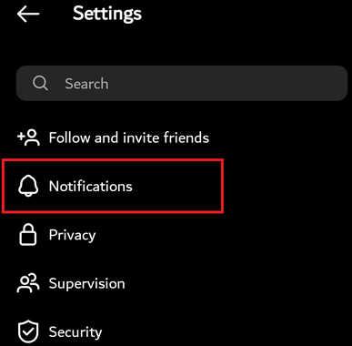 Turn Off & On the Notification Settings