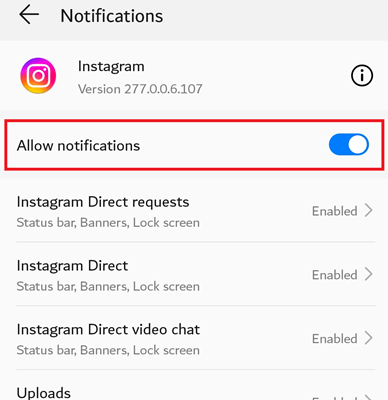 Turn Off & On the Notification Settings
