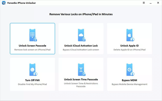unlock iPhone without password using FonesGo