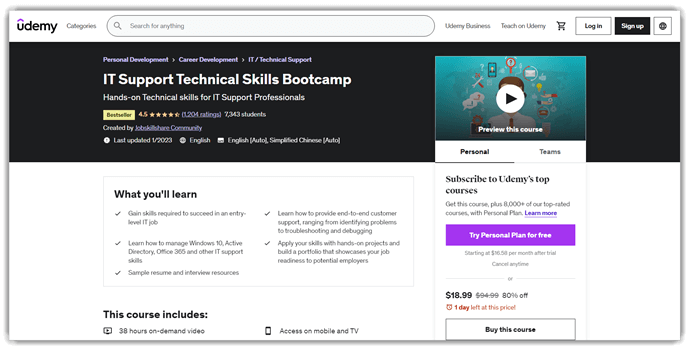IT Support Technical Skills Bootcamp