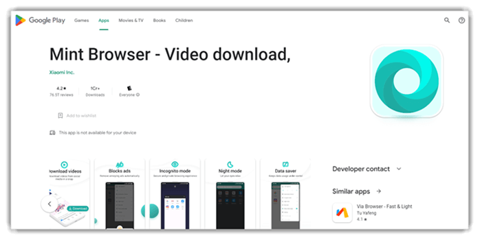 Mint Browser - Video download, Fast, Light, Secure