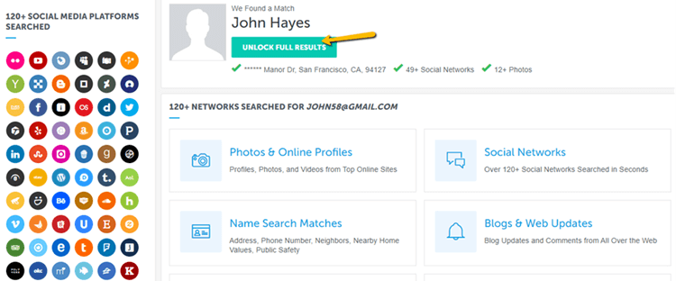 Find Social Media Profiles By Email Using Spokeo