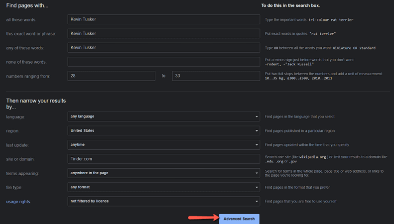 Advanced Google Search